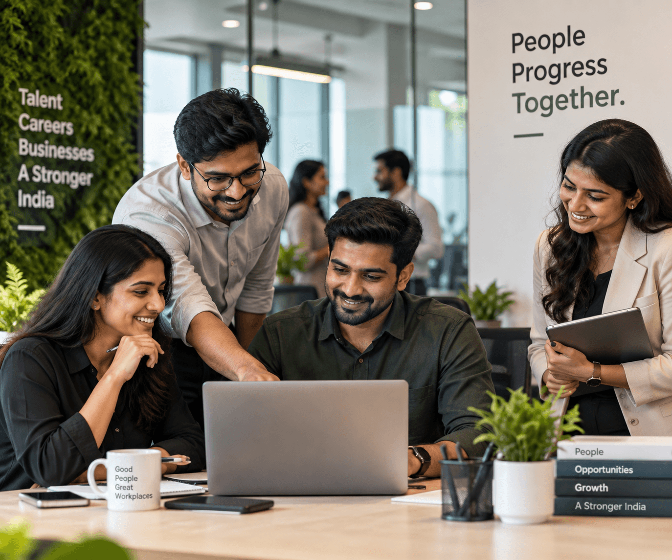 Indian professionals collaborating in a modern workplace