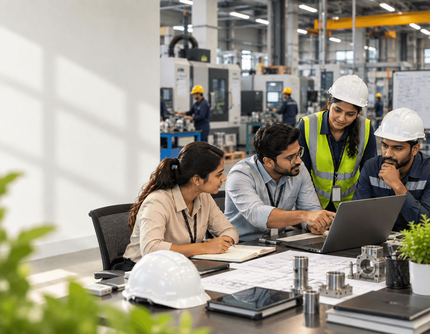 Manufacturing professionals working in an industrial environment
