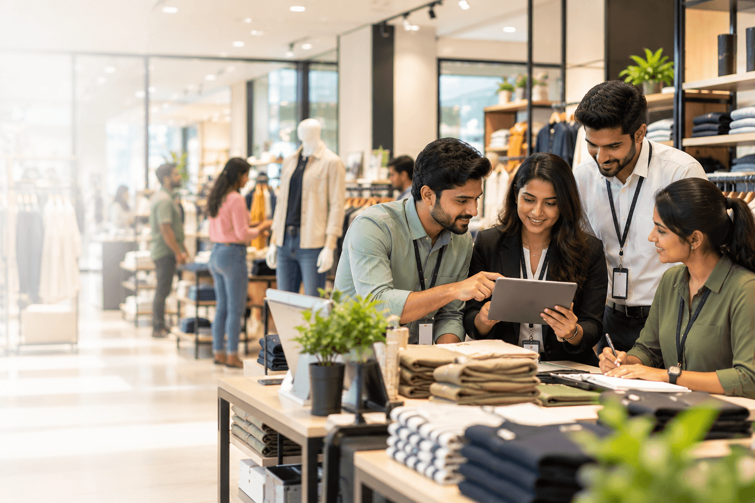 Retail professionals working in a store environment